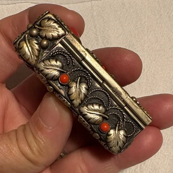 Vintage Silver and Red Lipstick Holder - Picture 6 of 10
